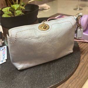 Coach Legacy Robbins Egg Blue Leather Wristlet